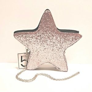 Star Shaped Crossbody Bag~Pink Glitter~Zipper Closure~NEW!